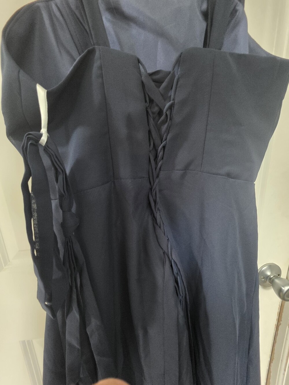 Navy Chiffon Ruffle Midi Dress - Picture 9 of 9